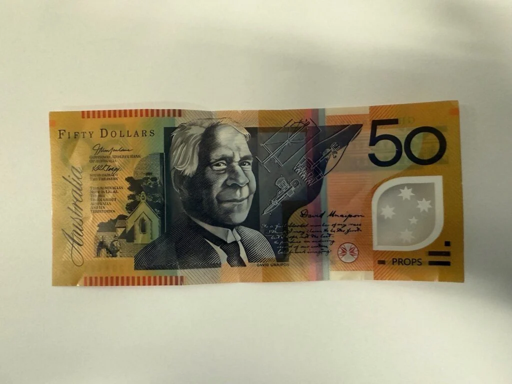 $50 prop note, front, PROPS corner mark
